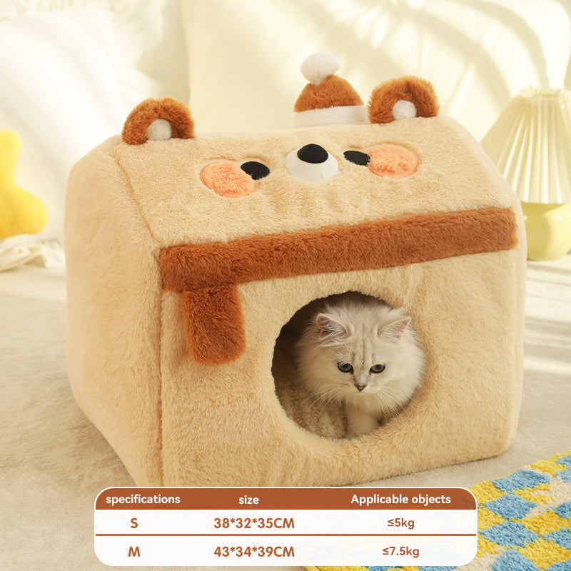 Cozy Winter Cat House and Dog Bed