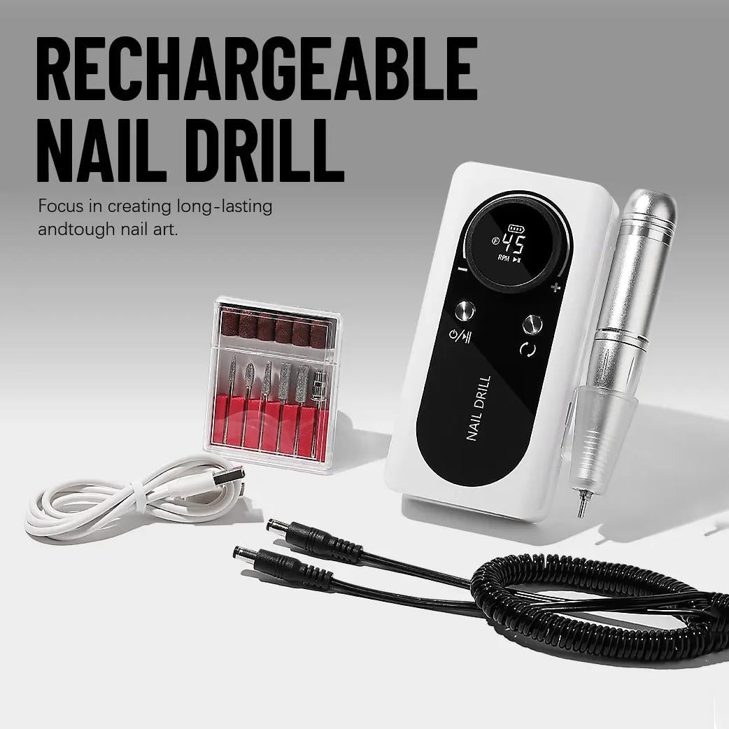 High-Speed 45000RPM Rechargeable Electric Nail Drill Machine with LCD Display for Manicure and Polishing