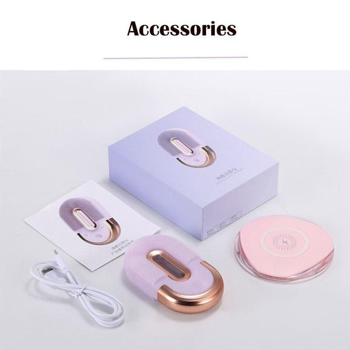 Ultrasonic Silicone Facial Cleansing Brush with Wireless Charging