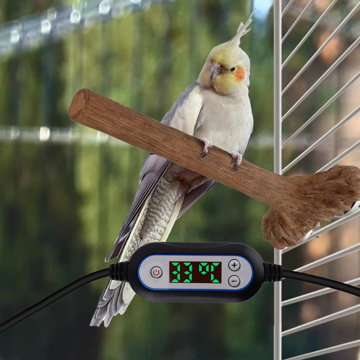 Heated Bird Perch Stand with Anti-Bite Tube