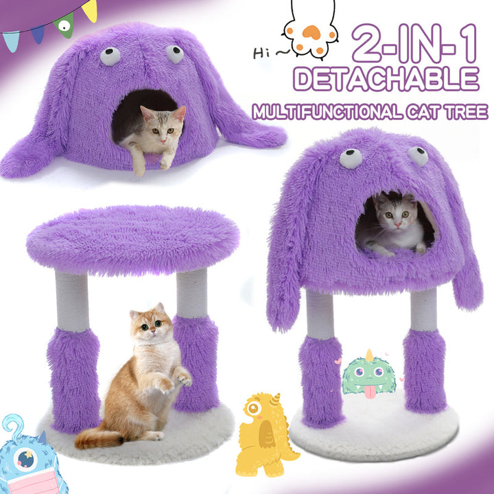 2-in-1 Monster-Themed Cat Tree with Sisal Scratching Posts and Large Condo