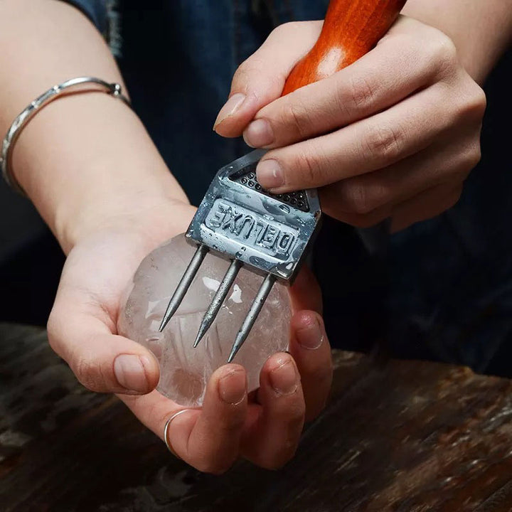 Japanese Style Stainless Steel Ice Crusher with Wooden Handle