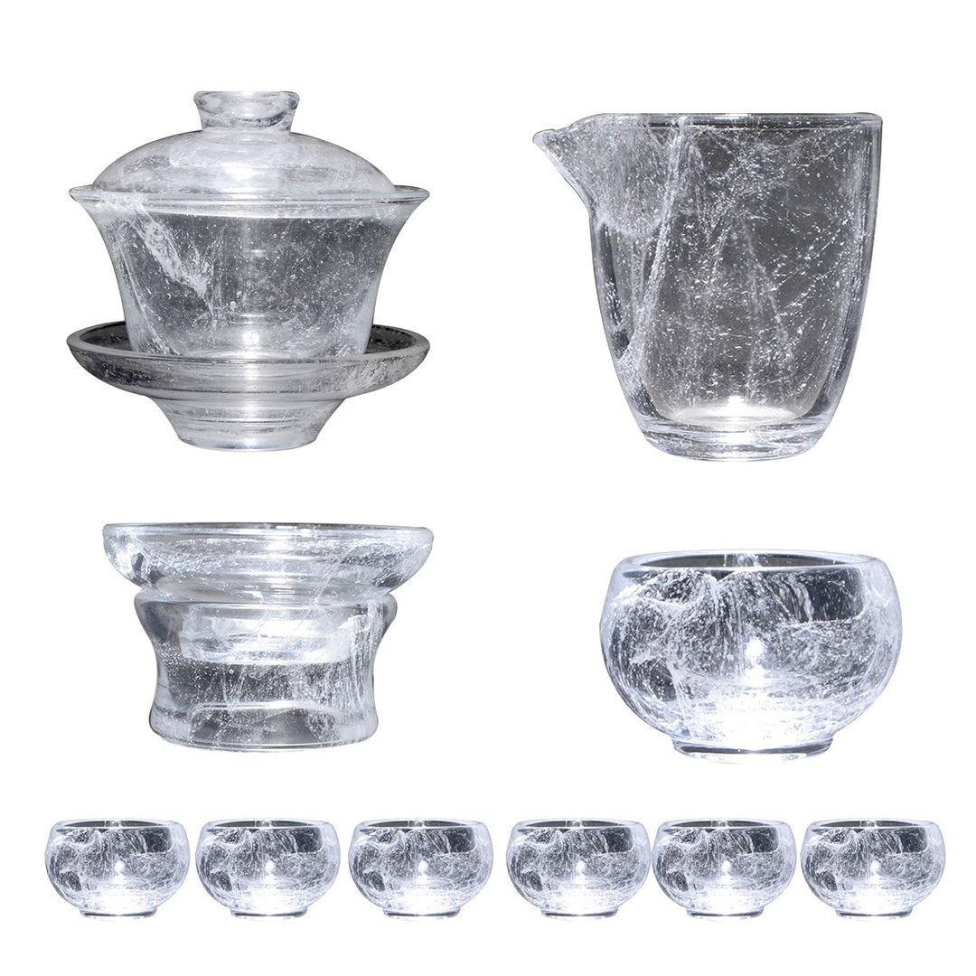 Household Crystal Floating Flower Glass Tea Set