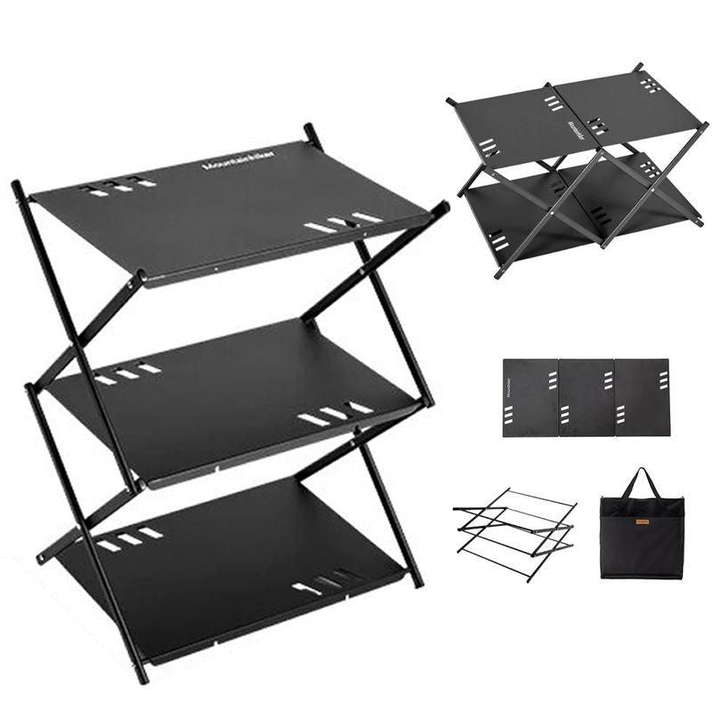 Multi-Level Portable Folding Camping Shelf – Aluminum Outdoor BBQ Table Rack