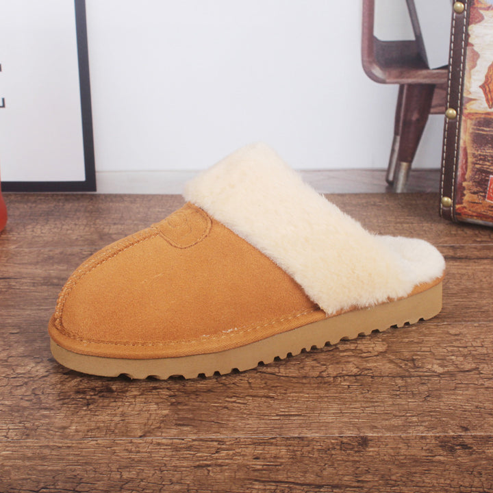 Men's And Women's Cowhide Toe Warm Slippers