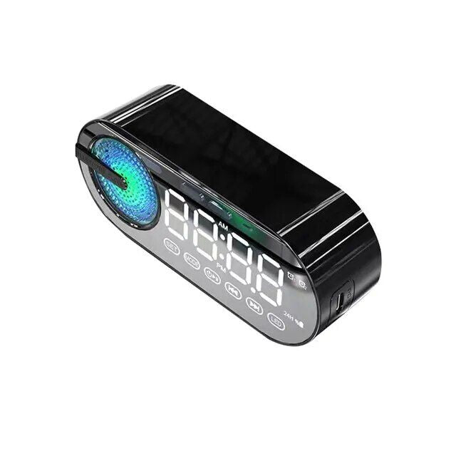 Wireless Bluetooth Speaker with LED Mirror Digital Alarm Clock & RGB Display