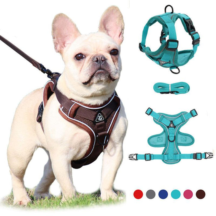 Adjustable Reflective No-Pull Dog Harness and Leash Set for Small and Medium Dogs