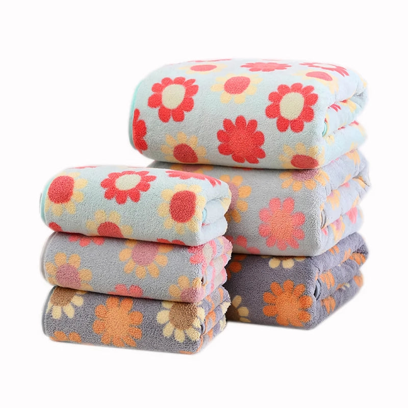 Microfiber Absorbent Floral Printed Bathroom Towel Set