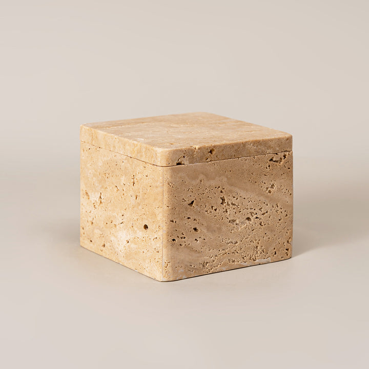 Natural Travertine Storage Box with Lid