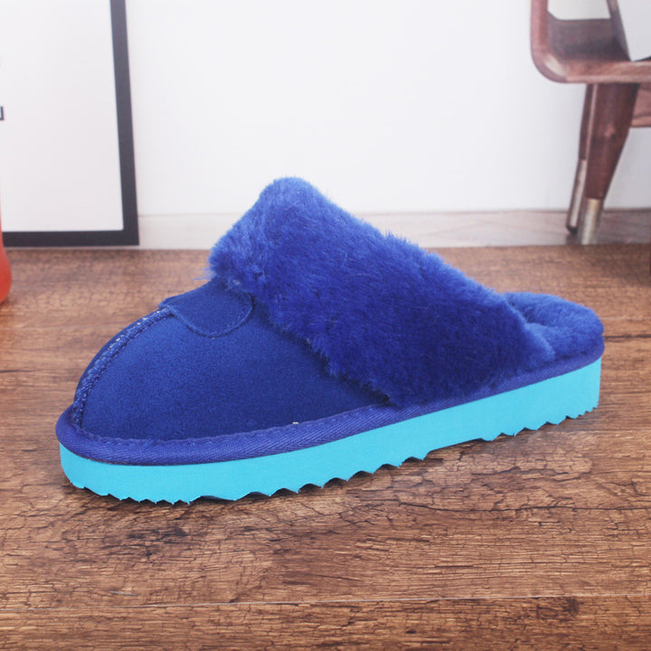 Men's And Women's Cowhide Toe Warm Slippers