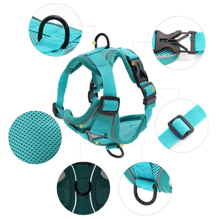 Adjustable Reflective No-Pull Dog Harness and Leash Set for Small and Medium Dogs