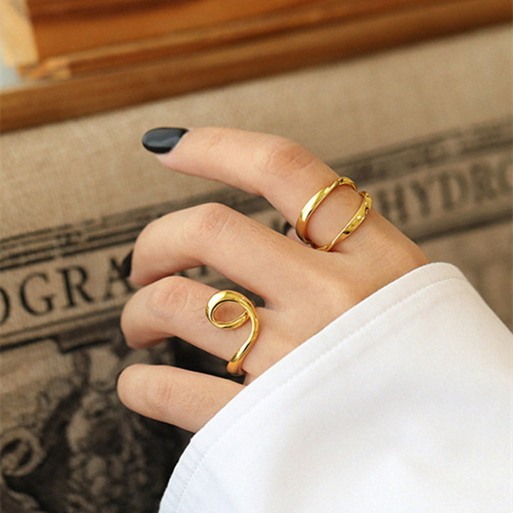 Women's Fashionable And Versatile Minimalist Double Twisted Line Ring