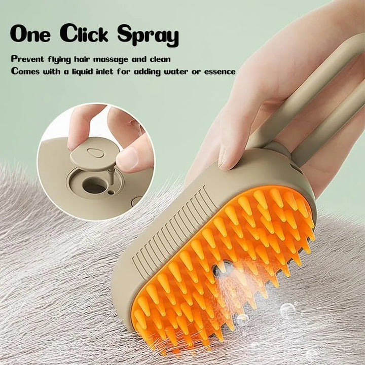 Multi-Function Pet Grooming Steam Brush: Clean, Massage, and De-shed