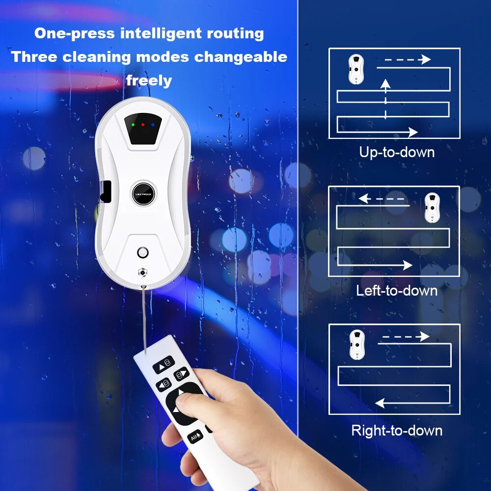 Ultrathin Window Cleaning Robot with AI Smart Navigation, Water Spray, and Dual Mopping Modes