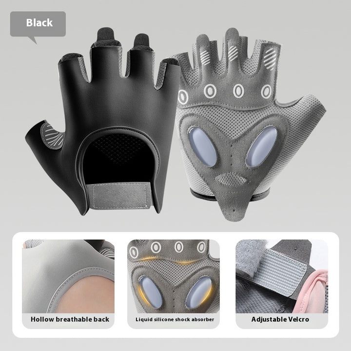 Women's Half Finger Training Thickened Liquid Silicone Fitness Gloves