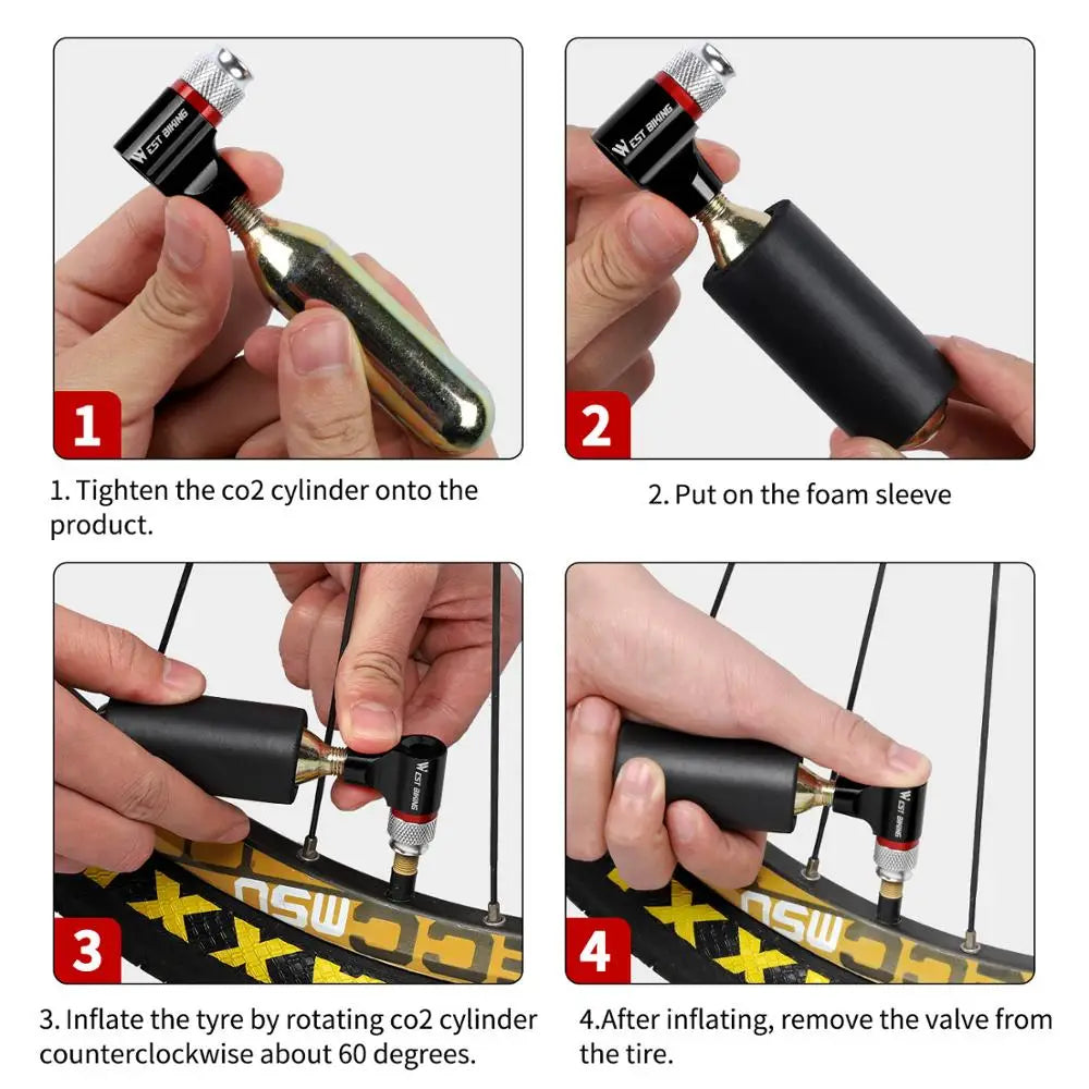 Portable CO2 Inflator Mini Bike Pump for Presta and Schrader Valves