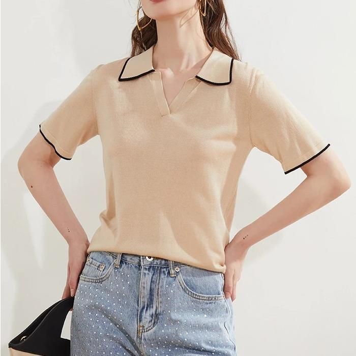 Silk-Blend Knitted T-Shirt for Women