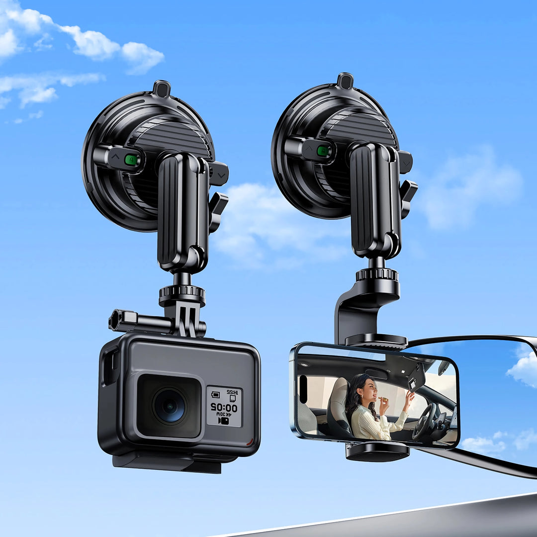 2-in-1 Car Phone & Sports Camera Holder with Large Suction Cup