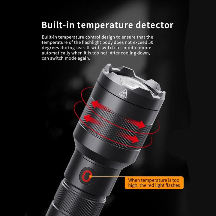 Long Range Tactical LED Laser Flashlight with Power Bank, 1500m Reach, Rechargeable