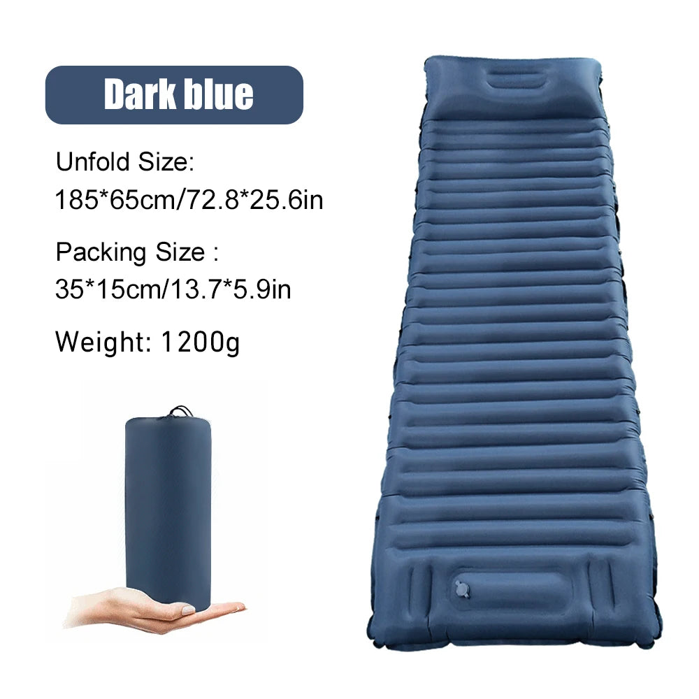 Ultralight Inflatable Camping Mattress with Pillow and Built-in Pump