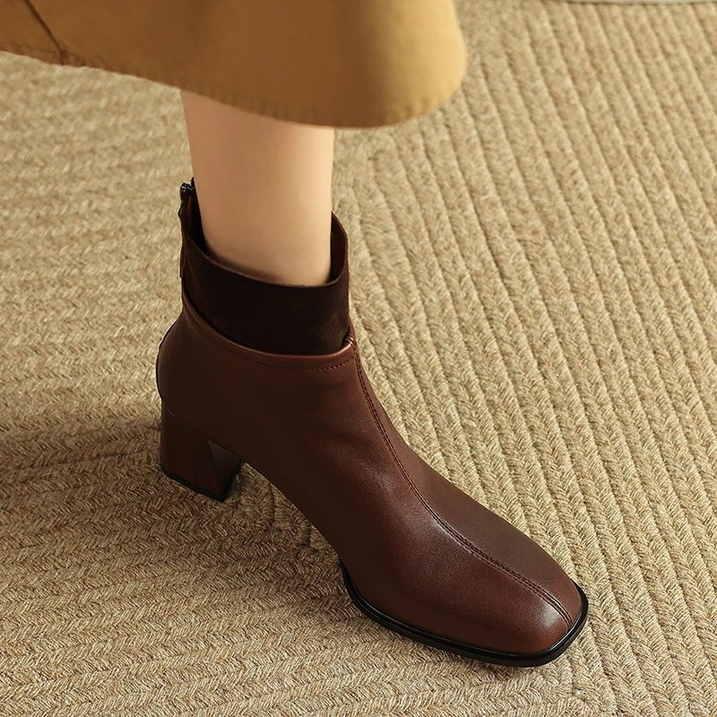 Stylish Women's Square Toe High Heel Chelsea Boots