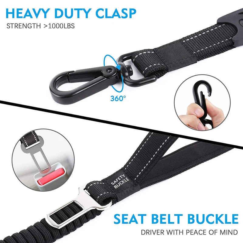 Multifunction Reflective Nylon Dog Leash & Seat Belt