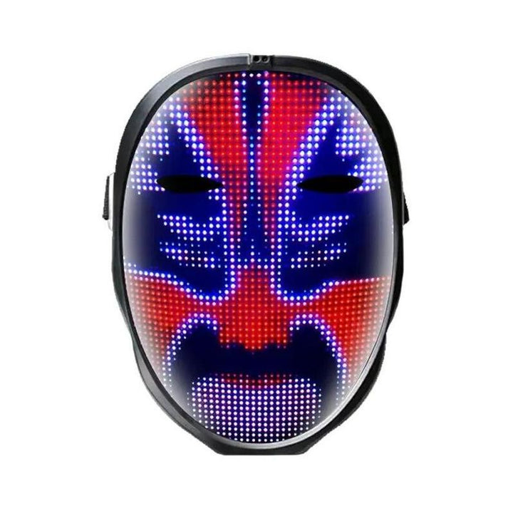 Bluetooth LED Halloween Mask - RGB Light Up Display with DIY Customization & Gesture Control