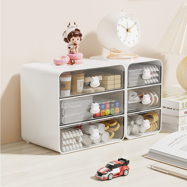 Clear Acrylic Desk Organizer with 3 Pull-Out Drawers