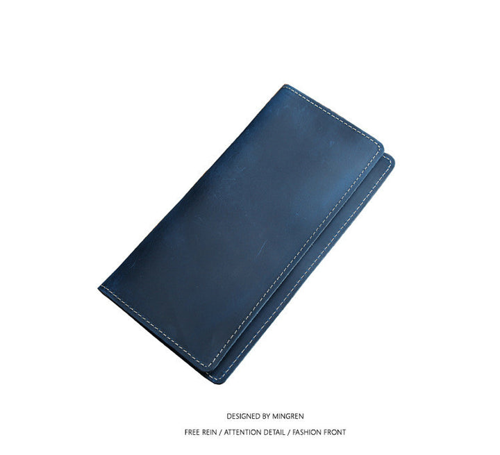 Men's long retro slim leather wallet