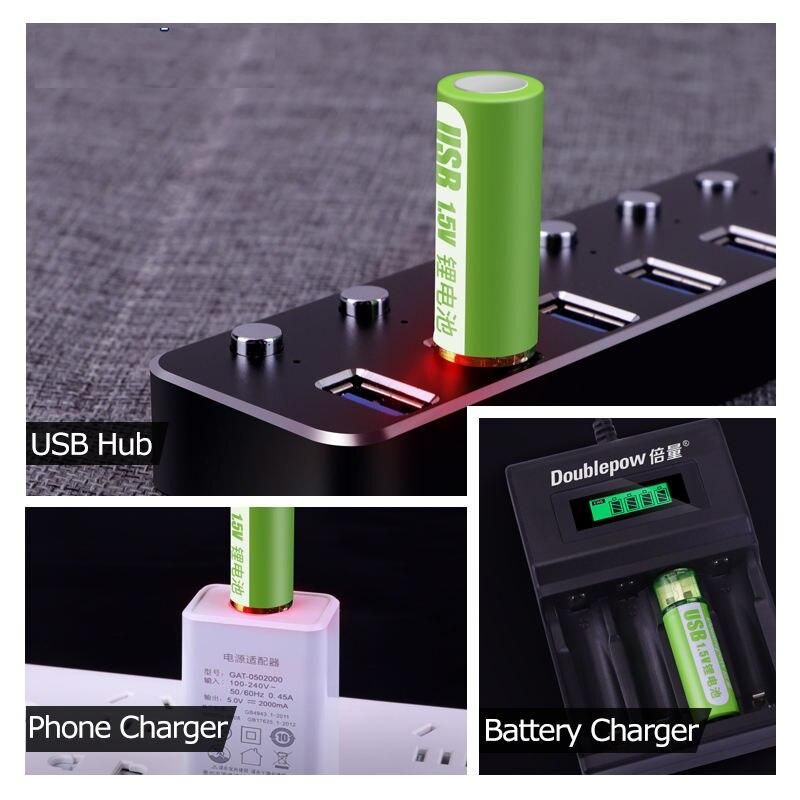 USB Rechargeable 1.5V AA Li-Ion Battery - 1800mWh High-Capacity for Electronic Devices