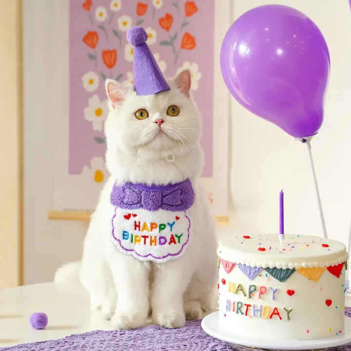 Charming Pet Birthday Bandana and Hat Set