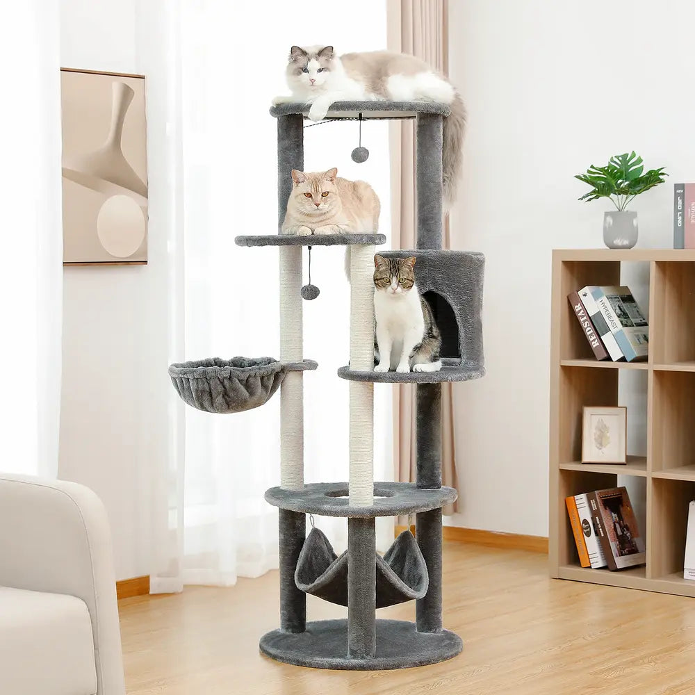 Extra Large Cat Tree Tower with Multiple Condos, Scratching Posts, and Perches