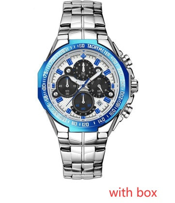 WWOOR Multifunctional Men's Steel Band Six-Hand Quartz Watch Waterproof Casual Chronograph Luminous Watch 8868