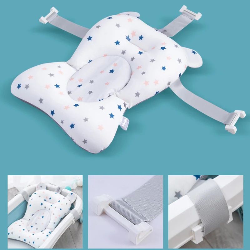 Adjustable Newborn Bath Cushion - Star Pattern, Foldable Baby Bath Seat