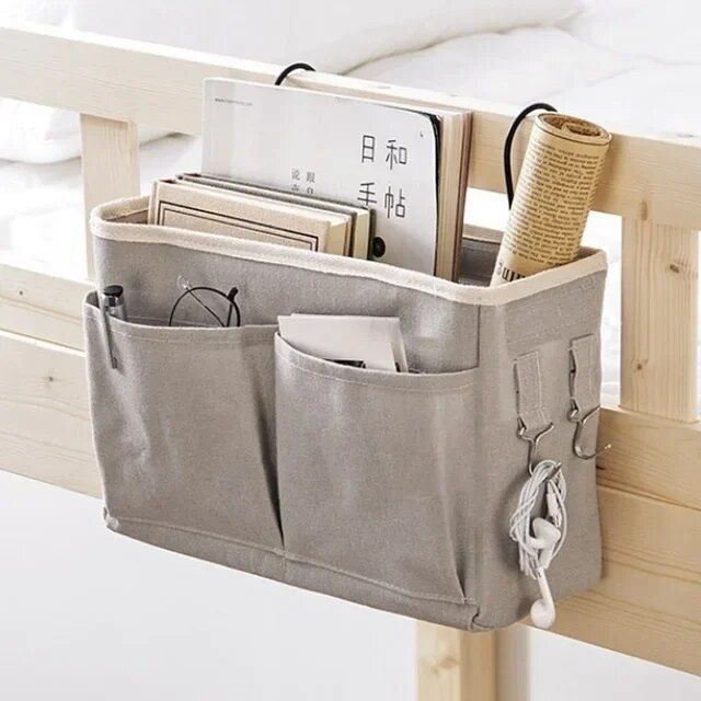 Multi-Purpose Bedside Storage Organizer: Canvas Hanging Pocket for Bedroom Essentials