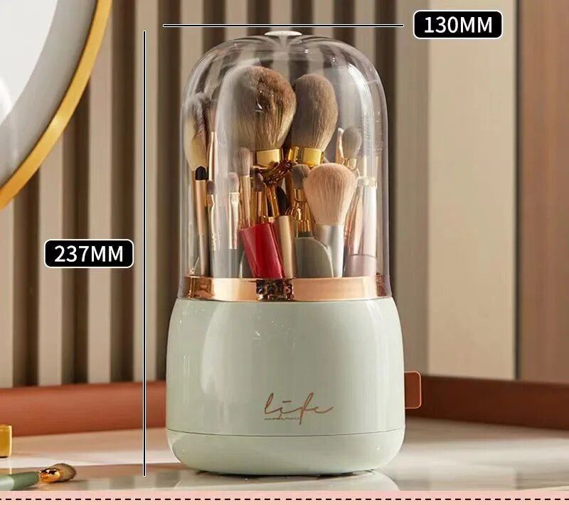 360° Rotating Cosmetic Brush Holder - Portable & Clear Makeup Organizer