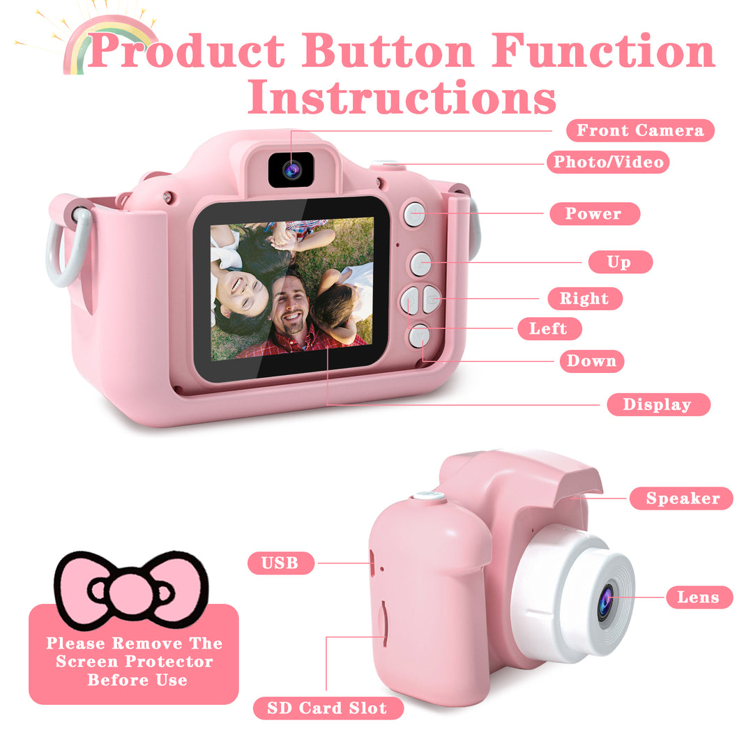 HD 1080P Toddler Digital Camera with Silicone Case - Perfect Gift for Kids