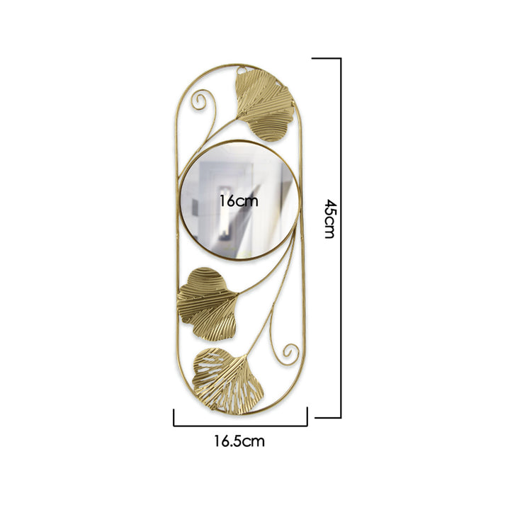 Elegant Metal Ginkgo Leaf Wall Mirror