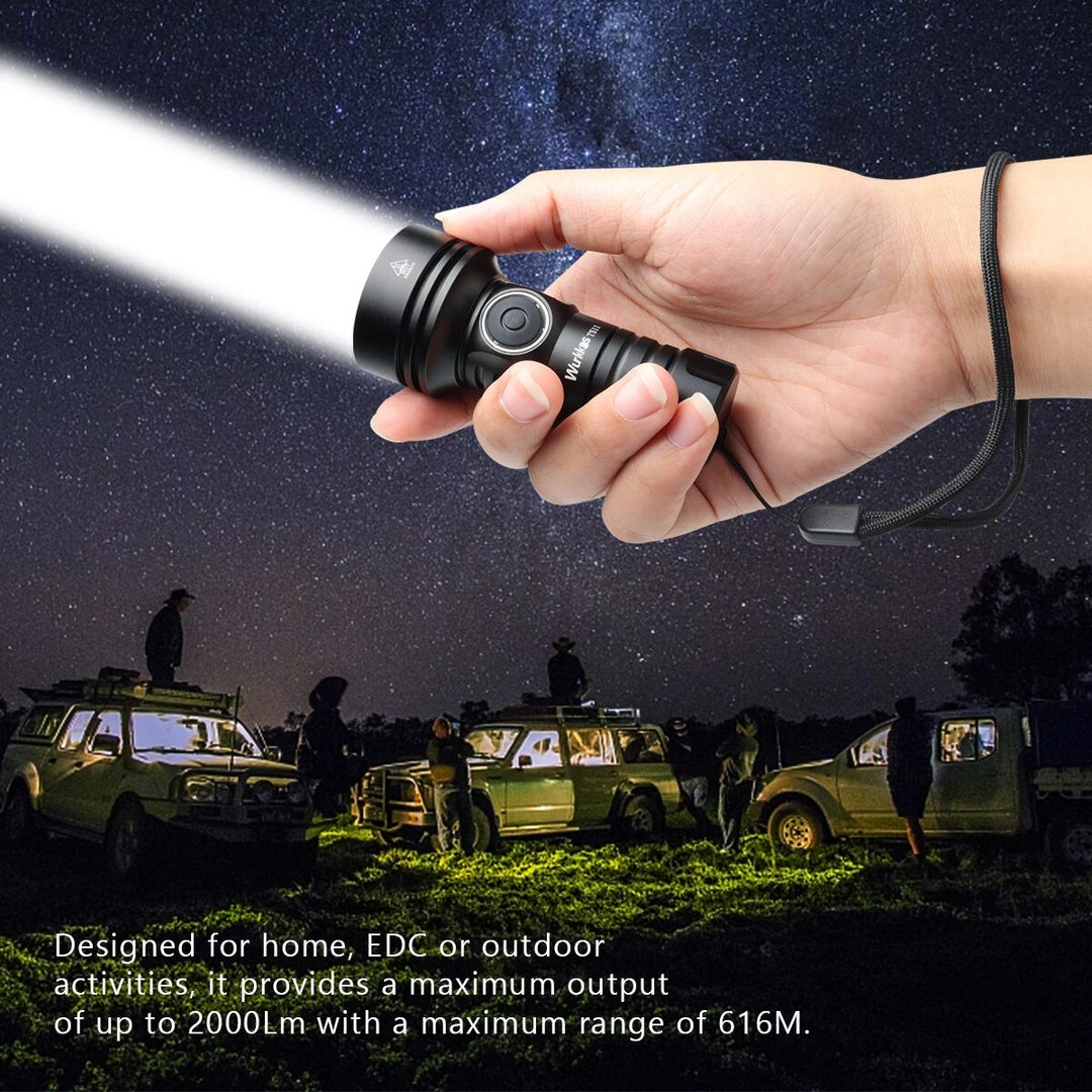 Compact 2000LM USB-C Rechargeable EDC Flashlight with RGB Auxiliary and IP68 Waterproof