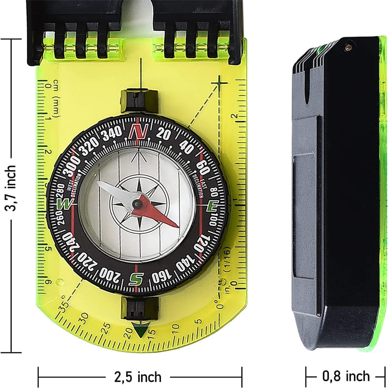 Multifunctional Outdoor Compass with Scale Map Ruler & Mirror