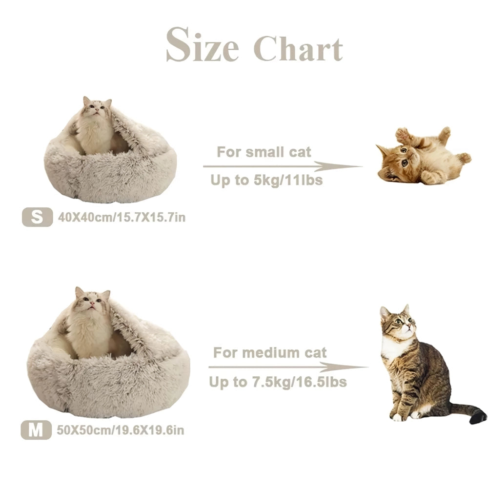 Warm Long Plush Cat Bed