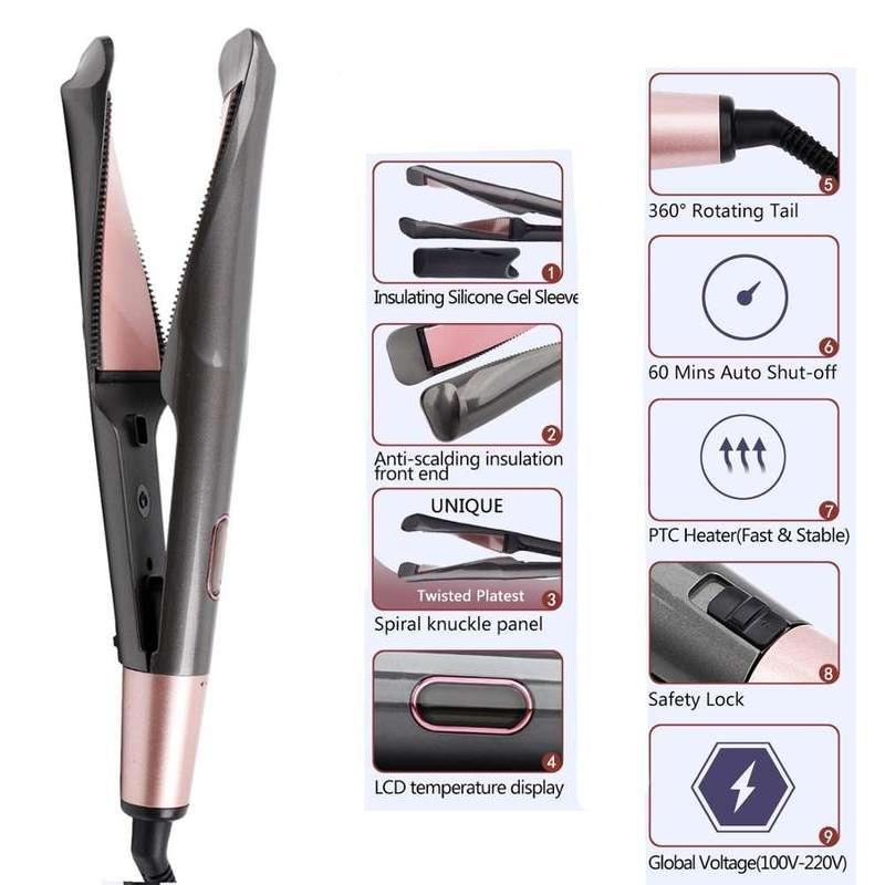 Revolutionary 2-in-1 Hair Styler: Ceramic Straightener & Curler Iron with Fast Heat & Ionic Tech