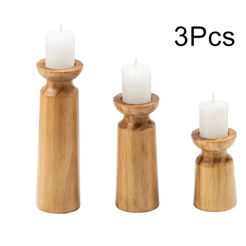 Rustic Wooden Candlestick Holder