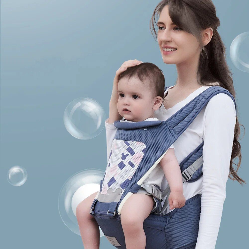 Versatile Baby Carrier with Hip Seat, Breathable & Adjustable Strap