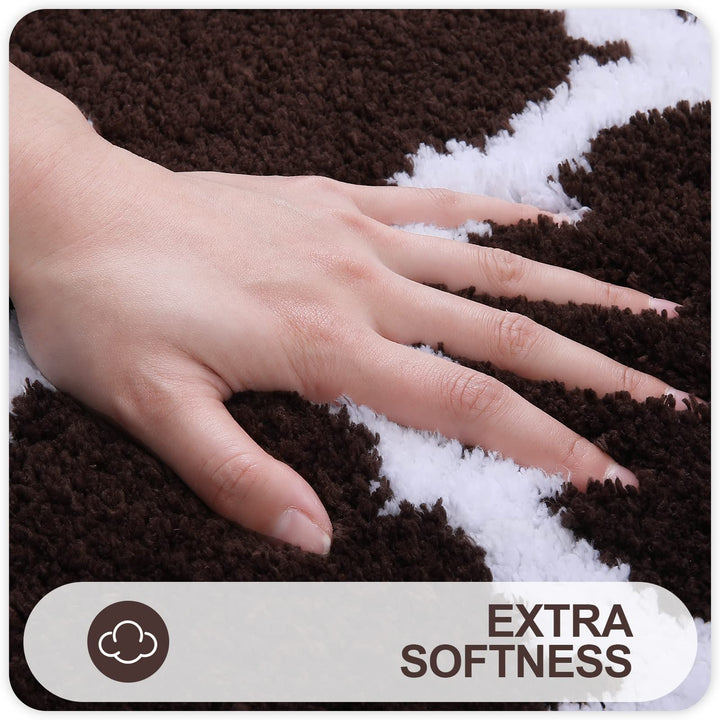 Ultra Soft Shaggy Bath Mat Set – 2 Piece Non-Slip Absorbent Rugs