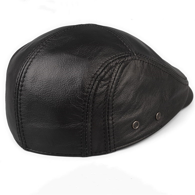 Autumn And Winter Cowhide Men's Leather Hat Thin Middle-aged