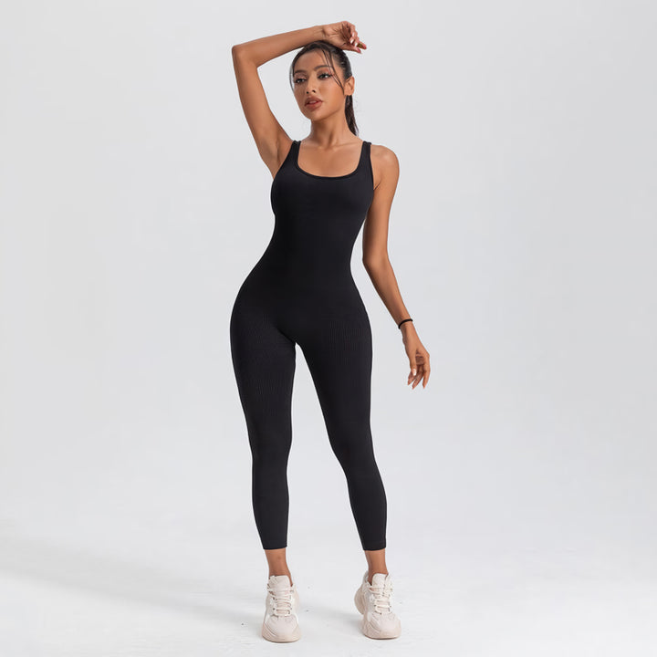 Square Neck Bodycon Yoga Jumpsuit