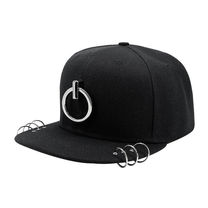 Men's Winter Fashion Trendy Korean Personality Silver Hoop Flat-brimmed Cap Hip Hop Hat