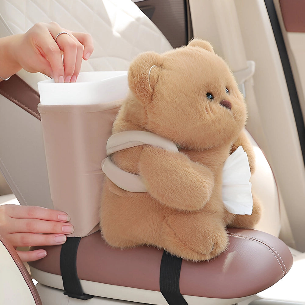 Cute Bear 2-in-1 Car Tissue Box & Trash Can