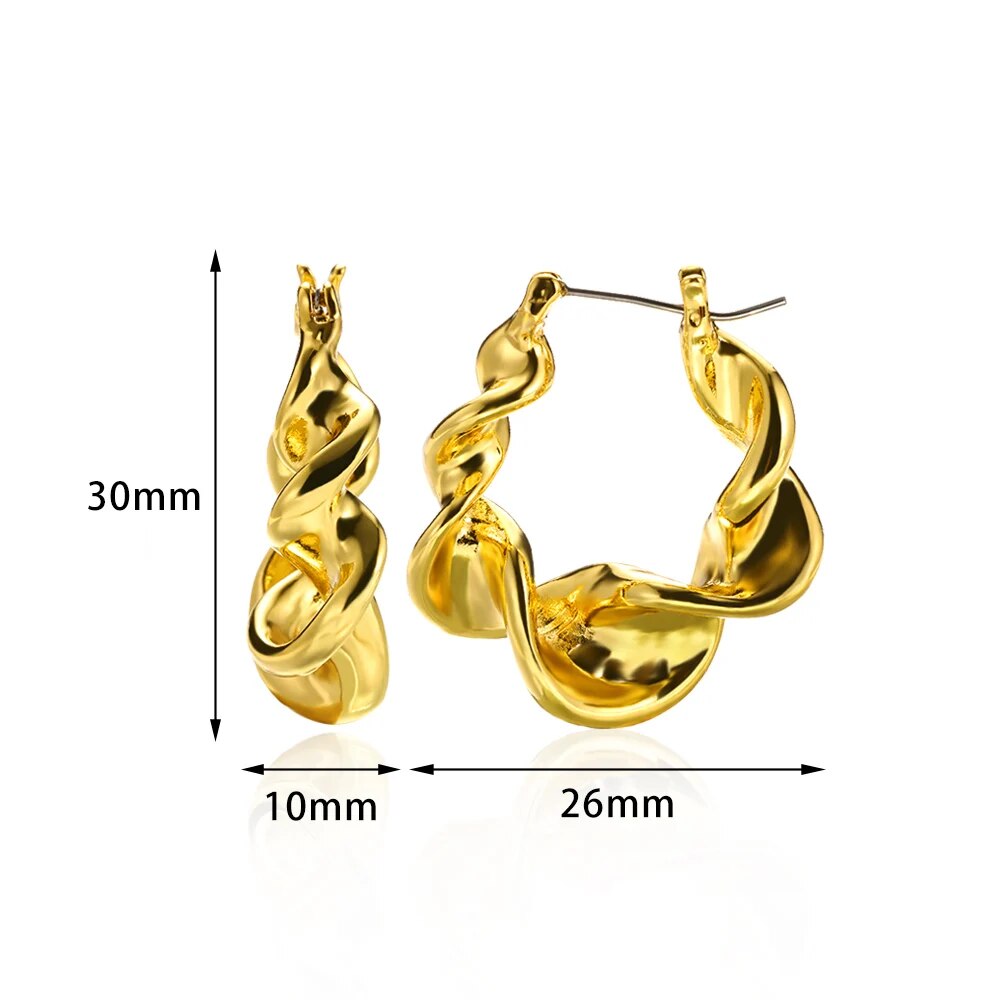 Gold Color Stainless Steel Hoop Earrings